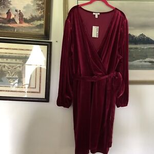 LC Lauren Conrad Purple Velvet Faux Wrap Holiday Party Dress Plus Size 4X A3359