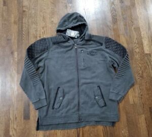 AFFLICTION MEN'S SANCTION ZIP HOODED JACKET Charcoal Gray 2XL 110OW333