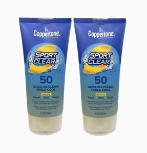 2 PACK Coppertone Sport Clear Broad Spectrum SPF50 Sunscreen Lotion-5oz 04-2024