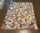 Vintage Patchwork Handmade Thin Quilt Super Mixed Print 72x56 Granny Core Wear