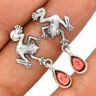 Frog - Natural Garnet - Madagascar 925 Sterling Silver Earrings Jewelry CE15737
