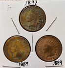 1897 1889 X2 Indian Head Penny Lot Of 3