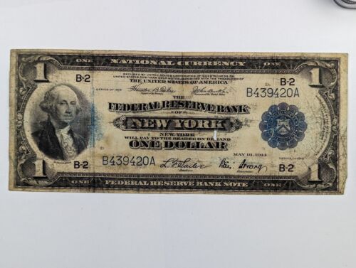New Listing1914 Series of 1918 $1 Dollar National Currency Federal Reserve Note - New York