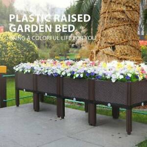 4pcs Elevated Raised Garden Bed Patio Porch Planter Box Flower Vega Grow Stand