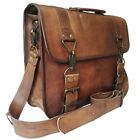 Men's Genuine Vintage Brown Briefcase Laptop Leather Shoulder Bag