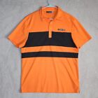 J Lindeberg Golf Polo Mens Large Orange Colorblock Wicking Performance Shirt