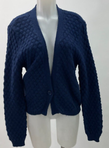 American Vintage Navy Blue Cotton Wool Blend Cardigan Sweater SZ L