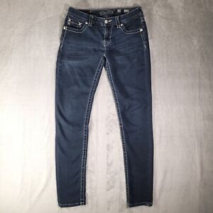 Miss Me Jeans Womens 31x31 Skinny Mid-Rise Dark Wash Blue Denim Embellished