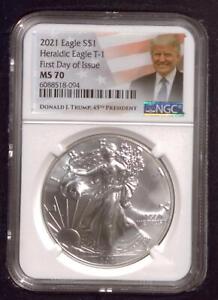2021 American Silver Eagle | NGC MS70 | .999 Silver $1 | Trump 45th | Type 1
