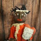Primitive Farmhouse Black Folk Art Doll Bless Yo'r Heart