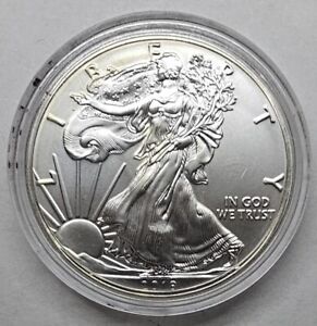 2018 1oz .999 Silver American Silver Eagle in Capsule