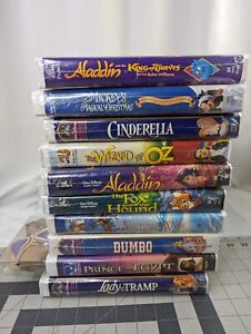Disney VHS Movie Lot Aladdin Cinderella Lady Tramp Dumbo Prince Egypt Mickey