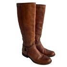 Frye boots womens 9.5 Phillip Harness Tall knee high brown leather zip up moto