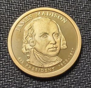 2007 S Proof James Madison Presidential Dollar Coin - Light Toning - Lot A