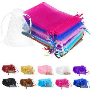 100 200pcs Drawstring Organza Gift Bags Wedding Party Jewelry Pouches 4x6