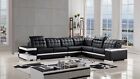 New Listing5PC Black White Modern Faux Leather Sofa Loveseat Chair End Table Sectional Set
