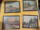 Set Of 4  Beautiful Framed Vintage Countryside Scene Pictures