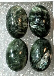 Metaphysical Angel Stone seraphinite 4 oval cabochons size 10 x 14 mm