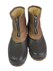 LL Bean Boots Shearling Lined Front Zip 7” Duck Boot Made In USA Brown Men's 11M