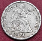 1871 S Seated Liberty Dime 10c Better Grade XF + Details #50962