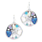 Sand Dollar Dangle Earrings Sterling Silver and Mixed Opal