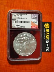 2021 (S) SILVER EAGLE NGC MS70 MERCANTI STRUCK AT SAN FRANCISCO EMERGENCY ISSUE
