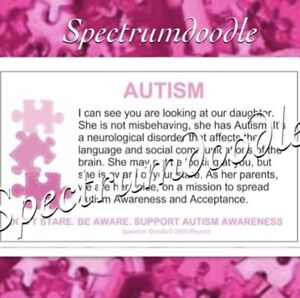 Autism Awareness Cards Daughter Pack ESE/ Special Needs/SpEd/Teacher/ Parents