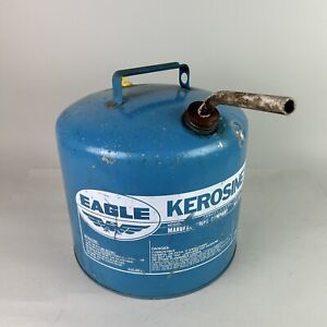 Vintage Eagle 5 Gallon Kerosene Can Galvanized Metal Blue, Gas Oil Virginia