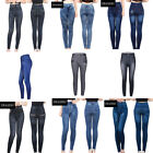 Skinny Jeggings for women One Size Fits 14 16 18 Printed Denim Look Blue Black