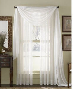 ONE PLAIN SOLID SHEER OR SCARF WINDOW CURTAIN TREATMENT DRAPES VOILE MANY COLORS