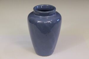 Zanesville Vase Leaf Pottery Blue Monochrome Norwalk Arts & Crafts Vintage
