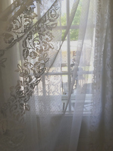 4 Panels White Lace Curtains 78