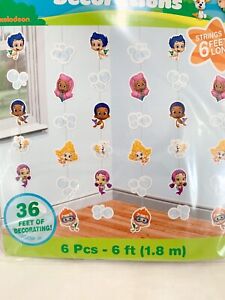 3 Bubble Guppies 6’ String Hanging Party Decorations Nickelodeon 18 PCS 108’ NEW