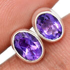 Natural Amethyst  - Africa 925 Silver Earrings - Stud Jewelry CE22427