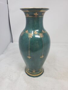 New ListingVintage ACH Porcelain Chinese Green 24kt Gold Vase Decoration Retro 19th Century