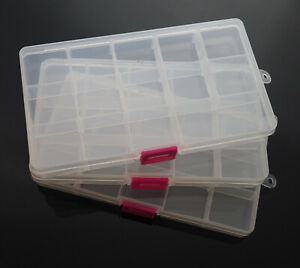 3-Pack Jewelry Box Clear Plastic Bead Storage Container Earrings Grids Organizer