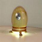 1970s Highly Polished Mexican Onyx Egg with Brass Stand 2.75
