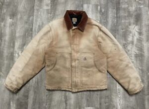 Vintage Carhartt Arctic Jacket J002 BRN Quilt Lined Canvas Distressed Work