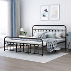 Metal Platform Bed Frame with Headboard and Steel Slats - Twin/Queen/King Sizes