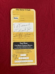 Andy Griffith Autograph On O.J. Simpson Hertz Rental Car Envelope 1978-1980