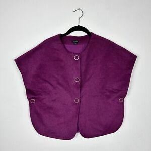 TALBOTS Cape Poncho Jacket Wrap Plum Burgundy Button Front Wool Women’s Size XS