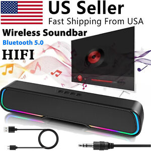 Wireless Surround Sound Bar 2 Speaker System Bluetooth Subwoofer TV Home Theater
