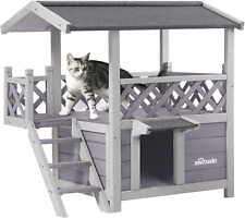 Wooden Dog/Cat House Outdoor and Indoor,Feral Pet Houses with Stairs