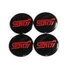 4 Pack Black Red STI Center Cap Stickers Hub Rim Emblems for Subaru 56.5mm Dome