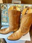 1988 Nocona Boots Brown Leather Mens 11 1/2 A 3817C Western Cowboy Stitching Box