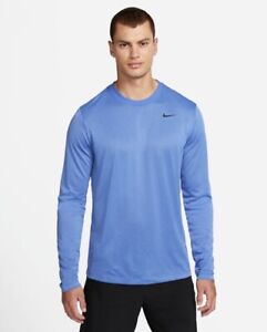 Nike Men's Dri-Fit LS Blue T-Shirt Athletic Training Shirt 718837-493