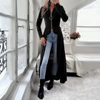 Vintage Ladies Top Long Trench Coat Jacket Irregular Stand Collar Punk Gothic