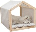 Cat House with Mat Indoor Condo Tent Solid Wood Frame and Cover with Cloth