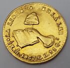 Rare Vintage 1857 Republic of Mexico 1/2 Half Escudo Gold Round Coin