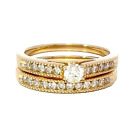 14k Yellow Gold Milgrain Edge Natural Diamond Bridal Engagement Ring Set 0.75ct